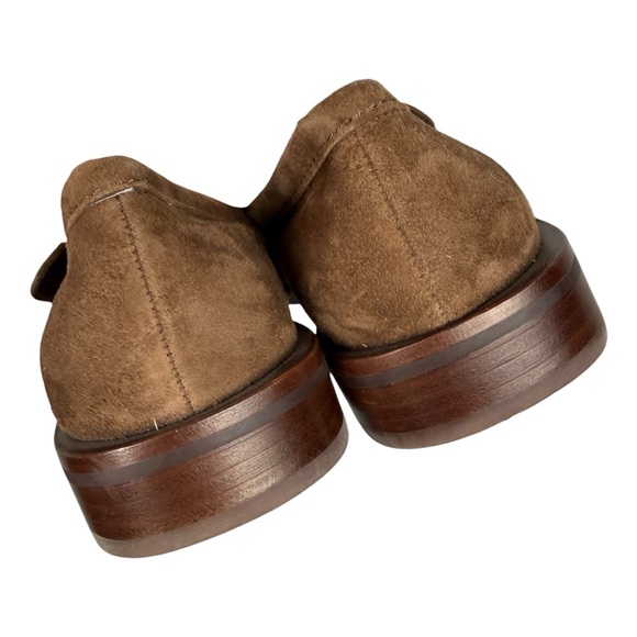 Anthropologie Dolce Vita Sallie Brown Suede Woven Chain Loafers - Picture 6 of 8